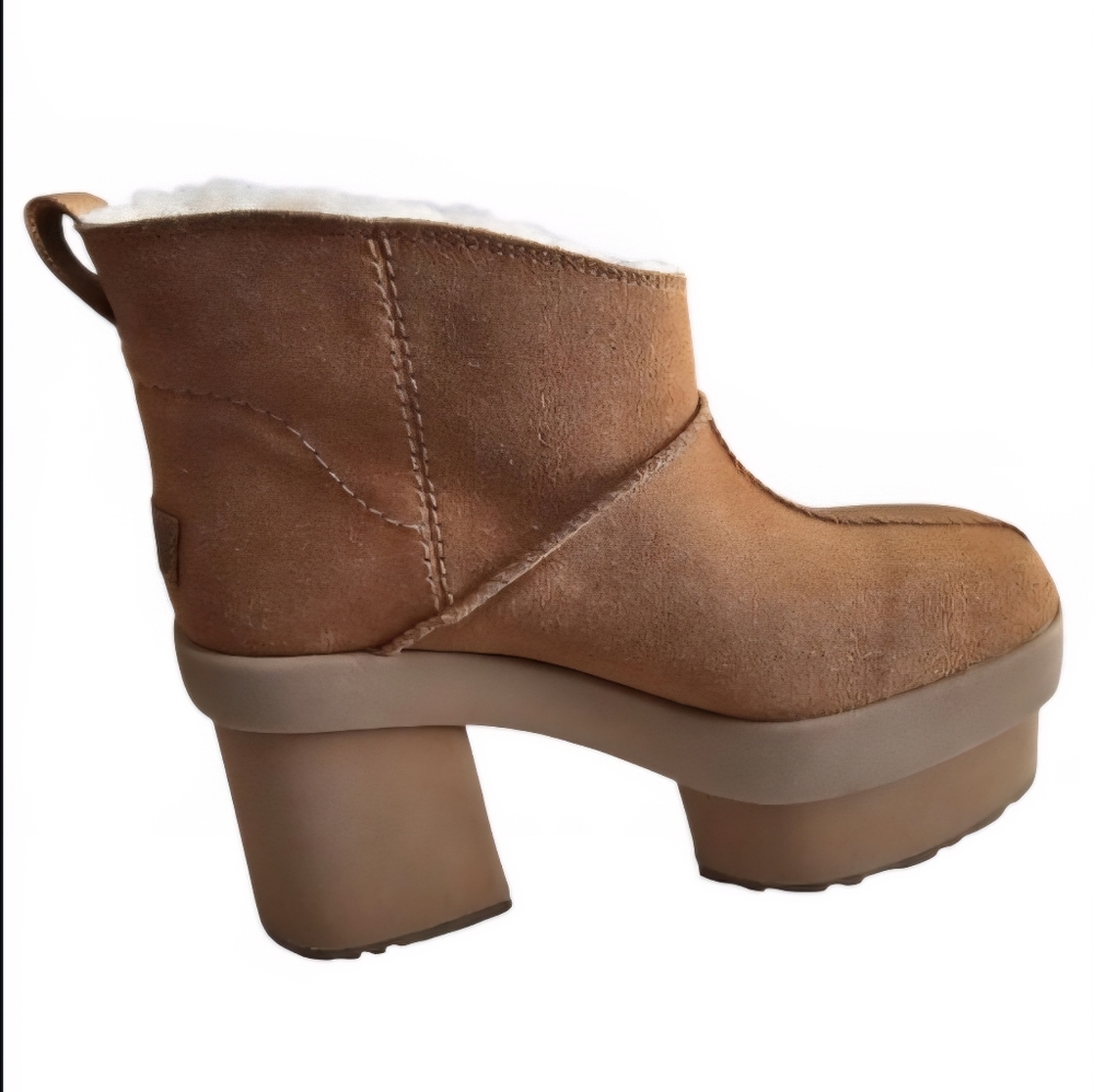UGG New Heights Platform Mini Chestnut Boots Womens Size 9.5 S/N 1157910 NEW